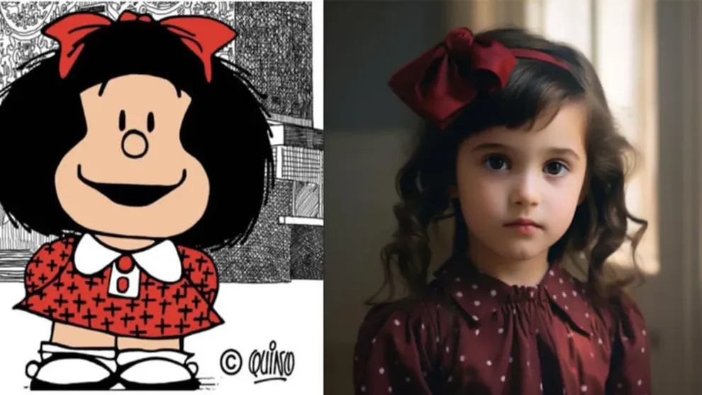 Mafalda hecha humanda por la inteligencia artificial