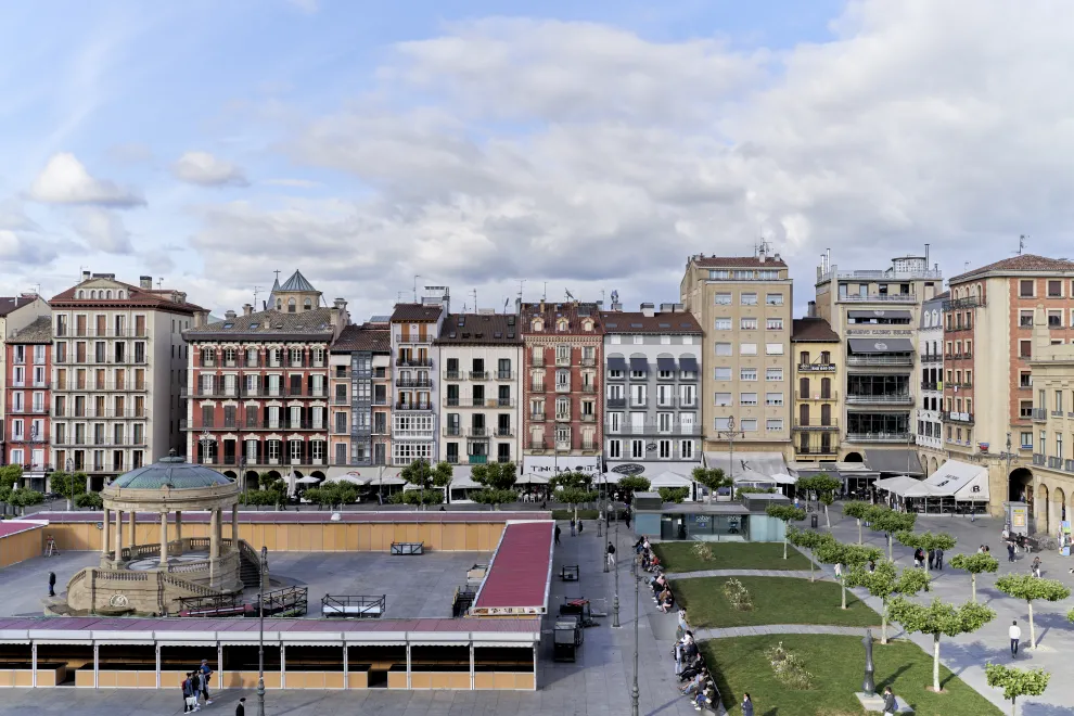 Plaza del Castillo, ubicada en el centro de la ciudad de Pamplona.